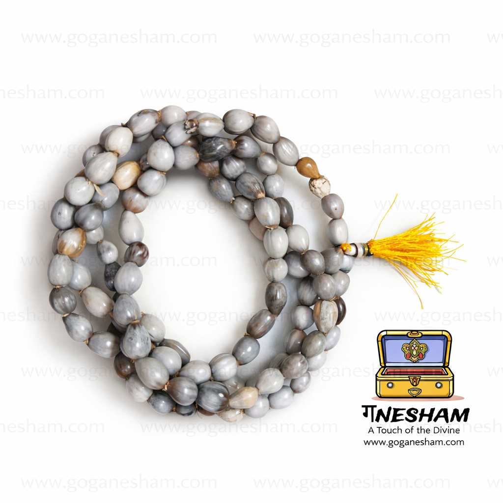 Ganesham Original Vaijanti Mala 108 Beads | Certified by JBN Gem Testing Lab Jaipur | Pure Vaijanti Beads Rosary for Krishna Mantra Jap | Spiritual Meditation Mala