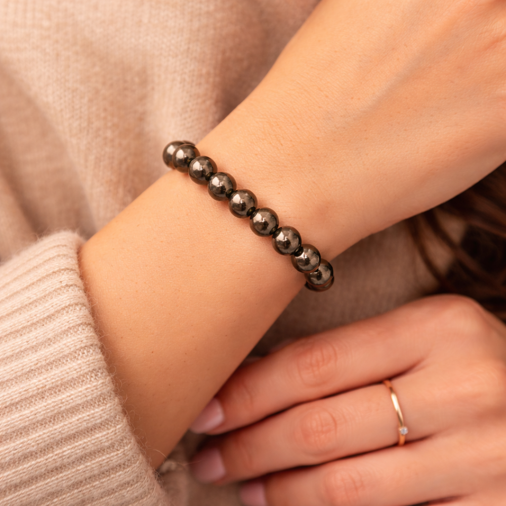 Ganesham Natural Pyrite Bracelet for Men & Women | Wealth & Protection Crystal Bracelet | Certified by JBN Gem Testing Lab, Jaipur - Image 2