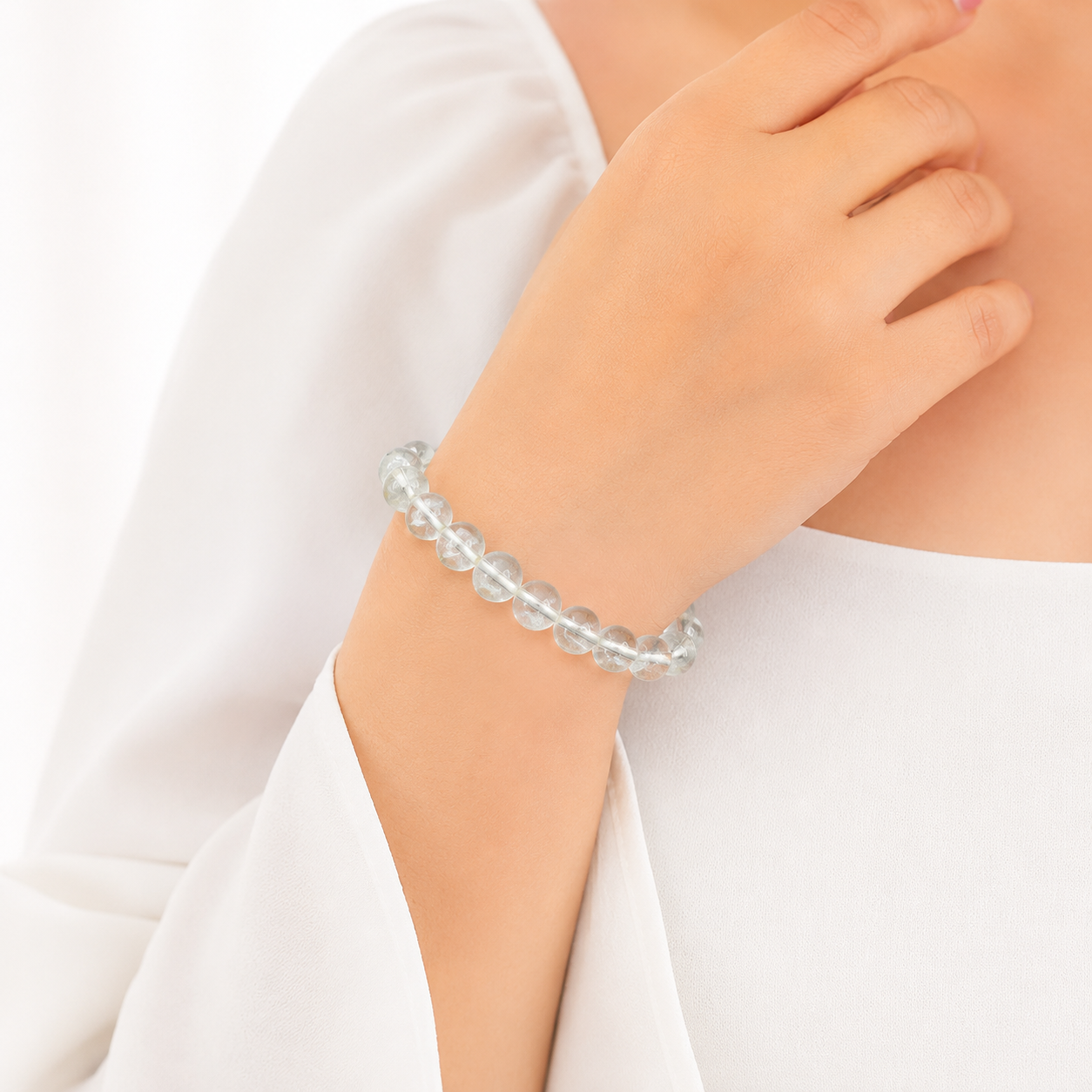 Ganesham Natural Clear Quartz (Sphatik) Bracelet for Men & Women | Original Crystal Healing Bracelet | Positive Energy, Meditation & Spiritual Healing | JBN Gem Testing Lab Certified - Image 3